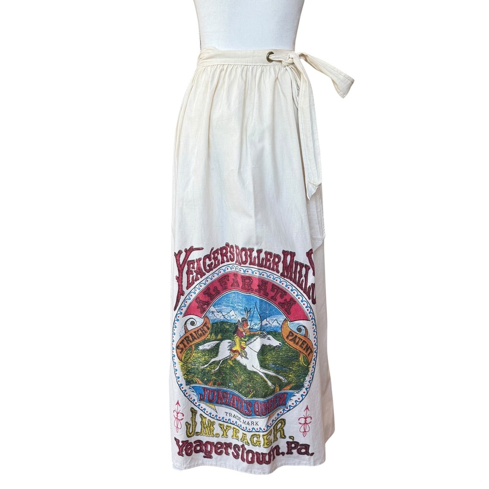 Ocean House Laguna Beach Vintage Wrap Maxi Skirt Yeagers Roller Mills Graphic L